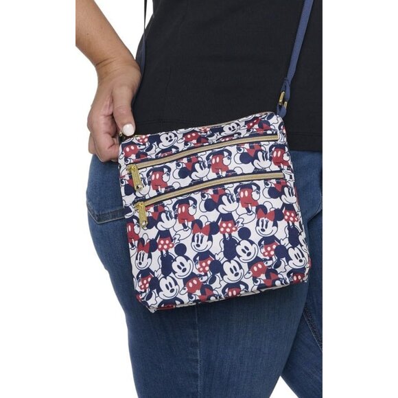 Chic Mickey & Minnie Mouse Navy Nylon Crossbody Purse with Adjustable Strap - Picture 9 of 9